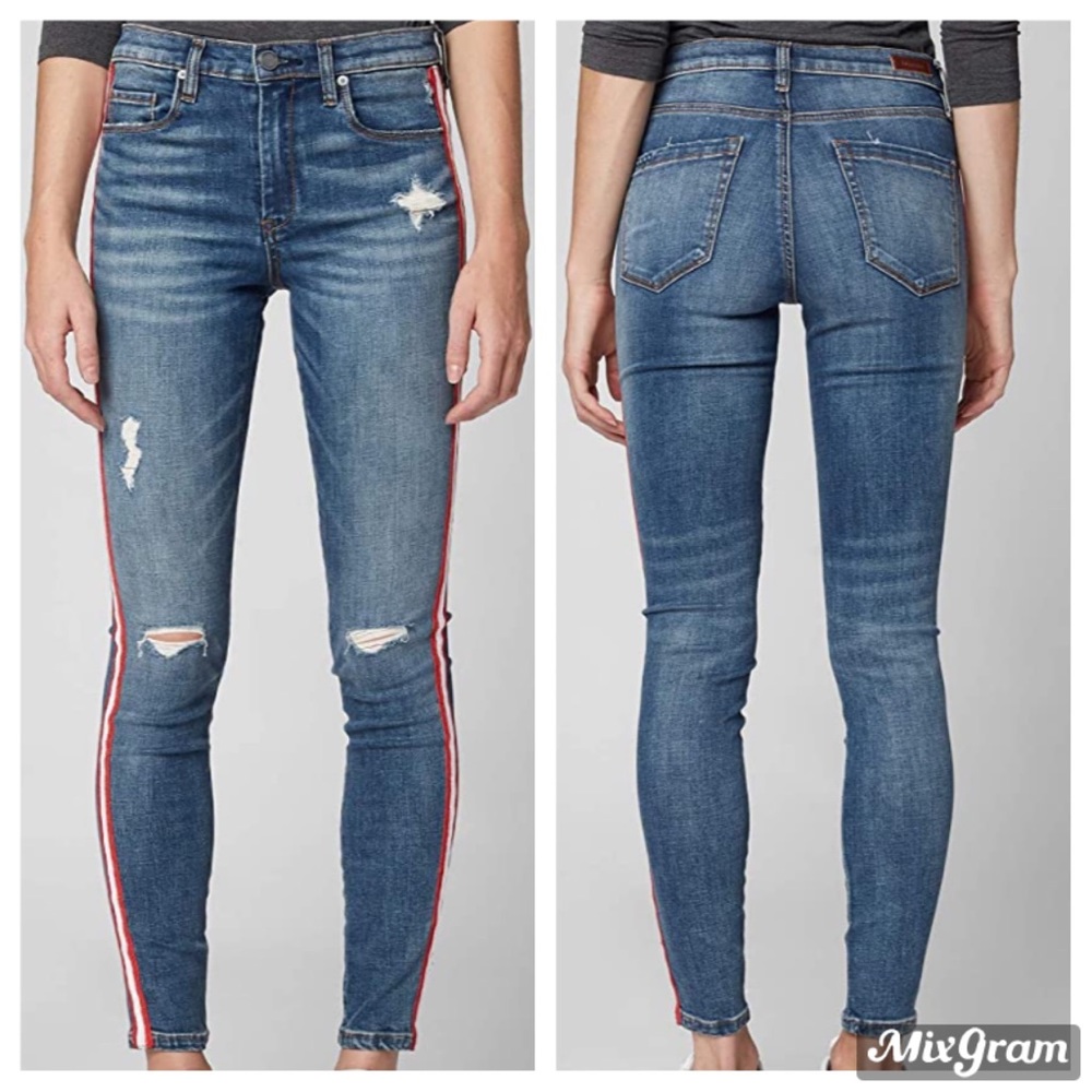 ✨BlankNYC Jersey Girl Red Striped Jeans Size 27